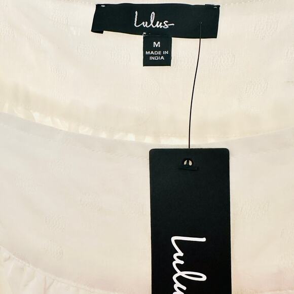 LULUS NEW Angelic Essence White Lace Jacquard Tie-Strap Tiered White Dress – Med - Picture 6 of 8